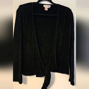 Coldwater creek Chenille Tie Front Chunky Knit Women's Sweater